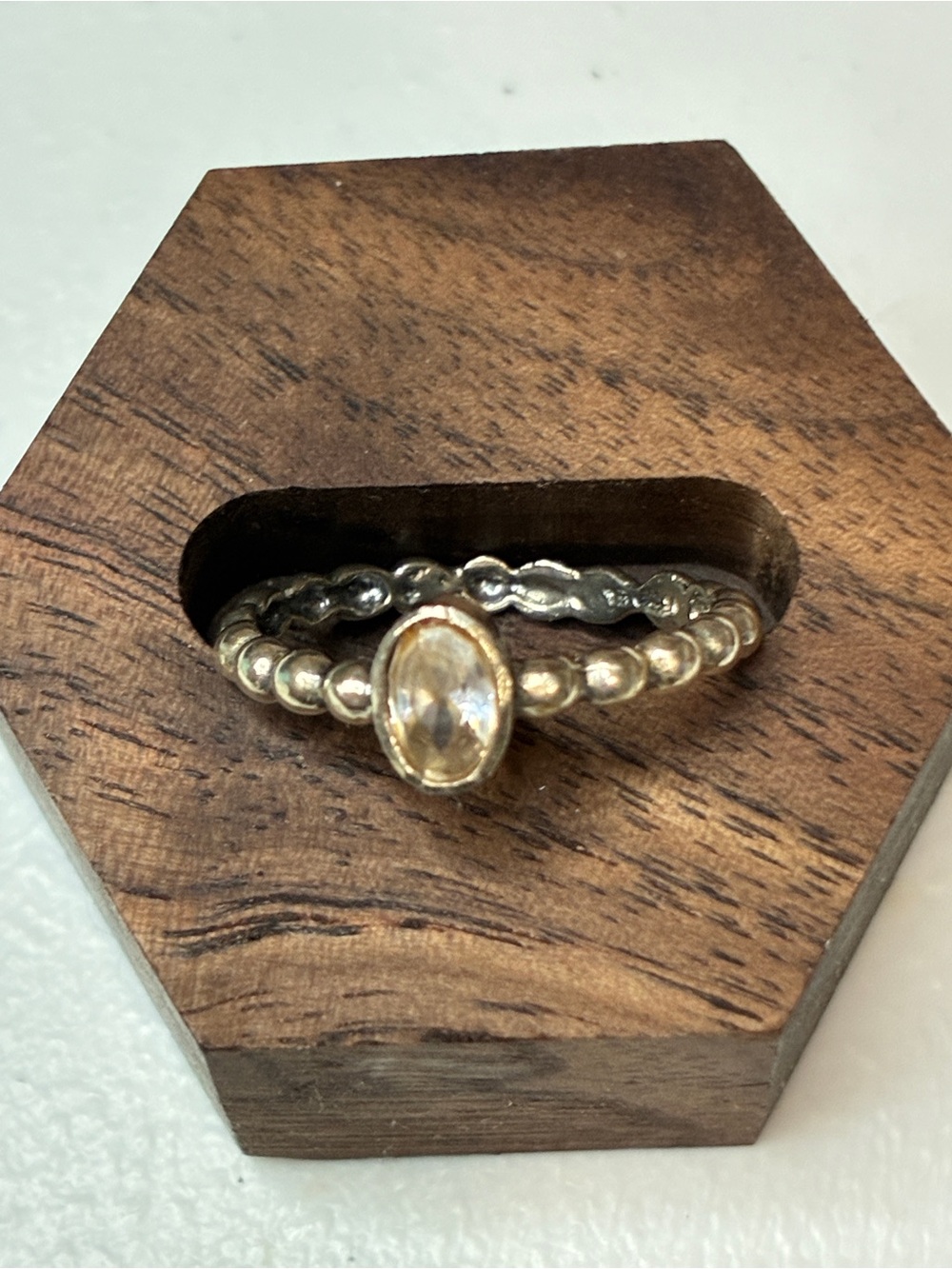 Silpada Sterling silver vintage Beaded Ring with Oval Crystal Accent